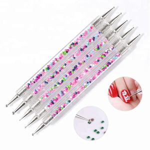 5 pièces 2 voies <span class=keywords><strong>Caviar</strong></span> Nail Art pointillant stylo UV Gel peinture brosse Salon manucure ongles outils Kit plat forme de cheveux léger - Product Image 1
