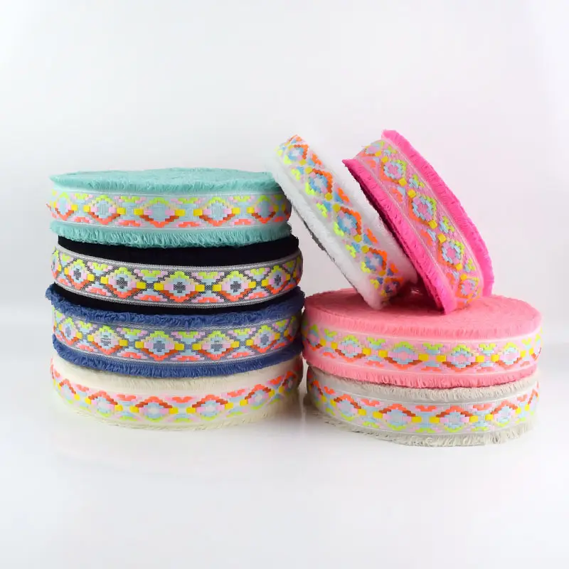 Meetee AP539 Tassel Fringe Jacquard Webbings DIY Sewing Lace Trims Headdress Clothes Collar Decorative Ribbons DIY Crafts