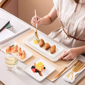 北欧スタイル白いセラミック皿プレート長方形平らな西洋朝食プレート点心寿司用商業用途その他西洋 - Product Image 4
