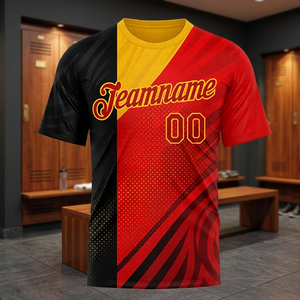 Custom Sublimated Soccer Jersey Men's Short Sleeve Crew Neck Moisture Wicking Polyester Team name 00 <b>Red</b> Black Yellow - Product Image 2
