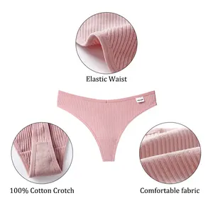 कपास अंडरवियर महिलाओं टी वापस पैंटी ठोस टांगा हवाई चप्पलें थोक उच्च गुणवत्ता सांस महिला Panty कपास