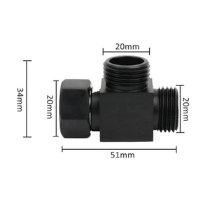Robinet d'angle en cuivre noir mat G1/2'' pour pulvérisateur de bidet WC, raccord de tuyau 3 voies en T, adaptateur de déviateur WC en forme de T - Product Image 2