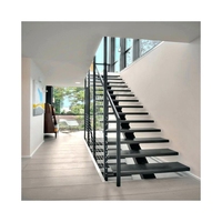 Escalier intérieur en bois massif préfabriqué à poutre unique, design traditionnel durable, pour villa de luxe et appartement