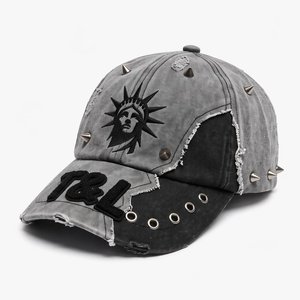 Custom Logo 6 Panel Cap Washed Denim Cotton <b>Flat</b> Embroidery Gorras Wholesale Vintage Baseball <b>Hat</b> Supplier - Product Image 1