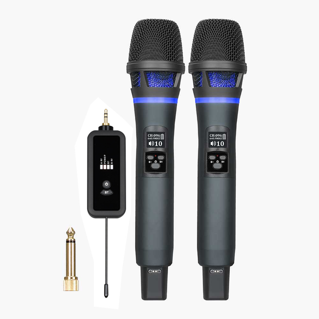 LS05 Dual Channel UHF Wireless Microphone System, Wireless Charging Enabled for Karaoke & Performance Use