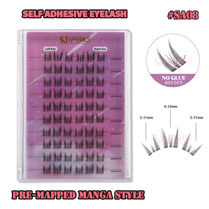 Cils synthétiques pré-collés à l'aspect naturel, <span class=keywords><strong>sans</strong></span> colle, pré-mappés, style <span class=keywords><strong>anime</strong></span> - Product Image 4