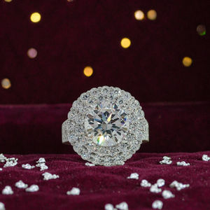 Anillo de lujo de 18 quilates de oro sólido de 3 quilates con ajuste vacío para mujer, piedra central personalizable, laboratorio, Diamante cultivado, banda de Halo, aniversario de boda - Product Image 1