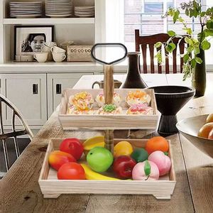 Cross-border wooden base stand tray household three-tier fruit <b>plate</b> nut food simple storage <b>rack</b> - Product Image 5