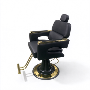 Luxury Black Gold Barber <b>Chair</b> Heavy Duty Hydraulic Reclining Salon <b>Chair</b> PU Leather Barbershop Hair Cutting <b>Chair</b> - Product Image 5