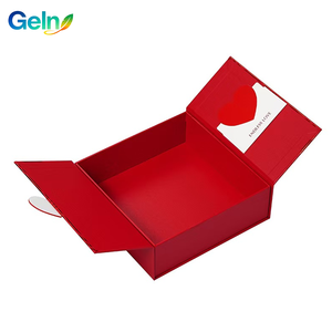 Boîte en papier rigide rouge gaufrée - Emballage personnalisé avec estampage à chaud dorée, boîte cadeau de luxe biodégradable - Product Image 3
