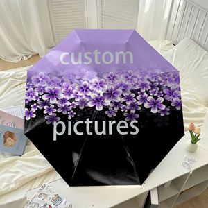 1 Parapluie Pliant Personnalisé Violet Printanier avec Photo, Sans Minimum de Commande, Cadeau Floral Personnalisé - Product Image 4