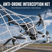 Filet de capture anti-drone ignifuge en PE, maille de protection en plastique pour la sécurité à basse altitude et la défense des installations