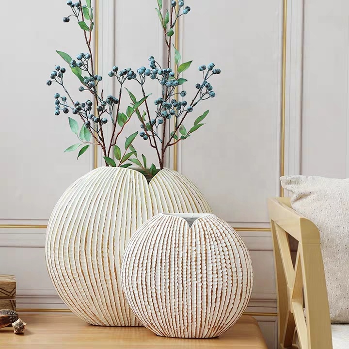 Скандинавские художественные декоративные вазы из смолы с цветами и ракушками