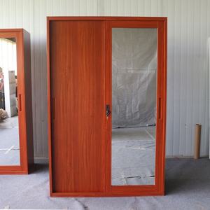 Armario Metálico <span class=keywords><strong>de</strong></span> Dos Puertas Corredizas con Espejo, Diseño Personalizado para Dormitorio, Color Madera, Impreso, <span class=keywords><strong>de</strong></span> Alta Calidad Premium - Product Image 2