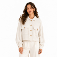 Veste en tricot pour femme, coupe courte, motif gaufré, boutonnée, avec poches, manches longues, doublure courte en élasthanne, chaude pour l'automne et l'hiver, vente en gros