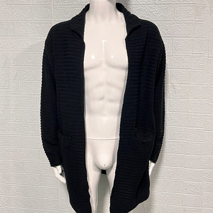 Cárdigan para hombre de color sólido, cuello alto, manga larga, suéter de punto, verde militar, tallas M, L, XL, XXL, ropa juvenil. - Product Image 3