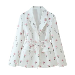 <span class=keywords><strong>Blazer</strong></span> Pendek Wanita Eropa dan Amerika, Model Kerah Berenda dengan Cetakan Dua Warna, Terlaris - Product Image 4