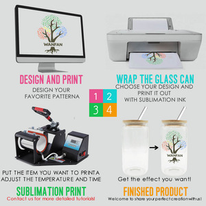 <span class=keywords><strong>Verre</strong></span> à bière en forme de canette transparente dépolie de 12oz, 16oz, 20oz pour sublimation UV, avec couvercles en bambou et pailles – Expédition depuis l'entrepôt américain - Product Image 5