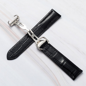 Bracelet de montre en cuir véritable pour Santo 100, en cuir de vache pleine fleur, étanche, avec fermoir déployant, 20/23mm - Product Image 4
