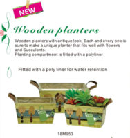 Pots et caisses à fleurs en bois colorés Carol avec décoration d'outils métalliques uniques, style américain, sculptés à la main pour la maison et le jardin
