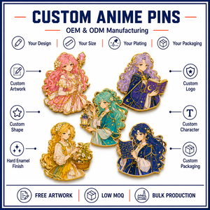 Pins de Esmalte Duro Personalizados de Chica Mágica, Rosa, Lavanda, Verde Azulado, Mapa Estelar, Linterna, Cesta de Flores, Insignias de Solapa de Anime - Product Image 4