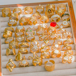 Anelli aperti a goccia in smalto contemporaneo-gioielli di moda regolabili in acciaio inossidabile con Design artistico colorato - Product Image 4