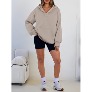 Sudadera con Capucha Extra Grande para Mujer, Cuello en V, Felpa, Hombros Caídos, con Bolsillos, Largo Regular, Ropa Casual - Product Image 6
