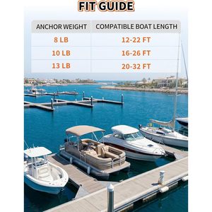 Kit de ancla Ouleme Fluke de 10 lb con cadena y cuerda para pontón, bote inflable y barco de pesca - Product Image 6