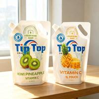 Pochette souple alimentaire avec bec verseur et poignée, sac d'emballage liquide personnalisé pour jus de fruits