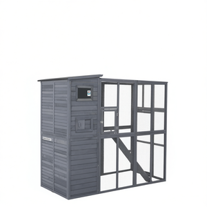 <b>Small</b> Animal Pet Cage Hutch Wood Outdoor Durable Modern Rectangular Painted Horizontal <b>Sliding</b> All Seasons - Product Image 1