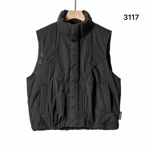 Gilet matelassé sans manches zippé en laine brodée personnalisée, coupe ajustée, grande taille, décontracté, pour homme - Product Image 1