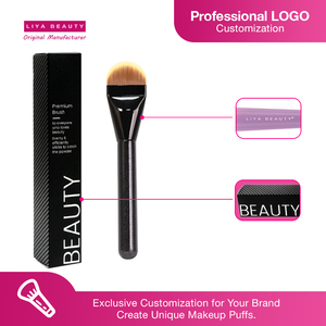 แปรงแต่งหน้าขนแปรงแบนเส้นขนสีทองแบบเดี่ยวขนแปรงสังเคราะห์การออกแบบโลโก้แบบมืออาชีพรับประกันคุณภาพ - Product Image 2