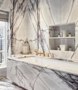 Baignoire <span class=keywords><strong>de</strong></span> salle <span class=keywords><strong>de</strong></span> bains d'hôtel en marbre <span class=keywords><strong>blanc</strong></span> lilas classique - Product Image 5