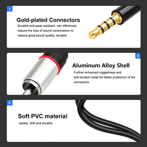 Cable de Audio y Video de 3.5mm a 3 RCA, 6.6FT/2M, Adaptador RCA de 3 Conectores Macho, Cable AUX Estéreo con Revestimiento de PVC para Auto, HDTV y Reproductor de DVD - Product Image 5