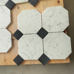 SUCCESS S044 <span class=keywords><strong>Carrelage</strong></span> de sol en mosaïque de marbre <span class=keywords><strong>blanc</strong></span> de Carrare <span class=keywords><strong>octogonal</strong></span> poli avec des points noirs purs <span class=keywords><strong>Carrelage</strong></span> de sol en mosaïque <span class=keywords><strong>Carrelage</strong></span> d'intérieur - Product Image 2