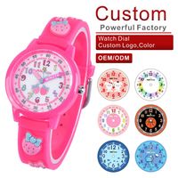 Jam Tangan Quartz Kartun Kucing Lucu untuk Anak Ramah Lingkungan Tahan Air Tali Plastik Warna Permen Dial Penunjuk JNEW Desain Tersembunyi untuk Anak Laki-laki