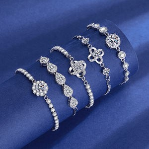 925 Sterling Silver Brilliant Cut Zircon Claw Setting <b>Adjustable</b> Charm <b>Bracelets</b> 0.1kg Trendy Women's Anniversary Factory - Product Image 3
