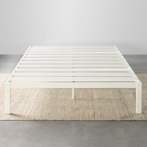 Cama Moderna con Base de Acero Inoxidable C, Plataforma de Acero con Listones Anchos Patentados, Color Blanco, Tamaño Queen, Muebles para Dormitorio - Product Image 1