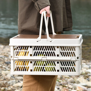 Boîte de rangement pliable avec couvercle creux, sans poignée, pliable, portable, pour l'extérieur, avec étagères intégrées, pour la <span class=keywords><strong>cuisine</strong></span>, 30*20*16cm - Product Image 2
