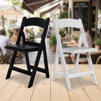 Tabouret pliable en résine blanche avec siège rembourré, dossier arqué, pliage plat, rangement facile, chaise de salle à manger légère