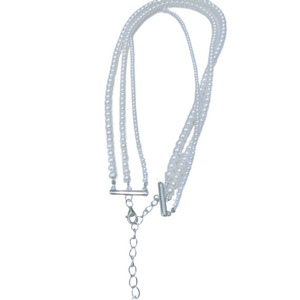 Collier de perles d'eau douce naturelles de Zhuji, 3-4-5 mm, rond, sans défaut, petit à grand, chaîne à trois rangs, argent pur, trois rangs - Product Image 5