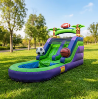 Toboggan aquatique gonflable personnalisé pour adultes, motif palmier, avec piscine et souffleur, idéal pour les fêtes en extérieur – Offre spéciale usine pour enfants