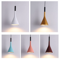 Suspension minimaliste mini conique E27, abat-jour en métal mat, hauteur réglable, multicolore, pour îlot de cuisine et salle à manger