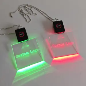 Custom Logo LED Flashing Acrylic Luminous Business Cards Led Name Badge Flash Tag