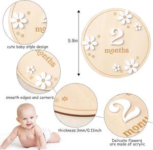 البابونج الخشبية البوهيمي بطاقة معلم زهرة 1 شهر بطاقة معلم الديكور خلفية القمر الكامل - Product Image 2
