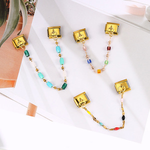 Pulsera Modular Italiana con Doble Colgante de Cuentas Coloridas, Gancho de Acero Inoxidable, Accesorio Elástico para DIY - Product Image 2