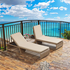 Chaise longue en rotin durable pour l'intérieur et l'extérieur, avec parasol en métal imperméable, garantie 10 ans, hôtel, villa, parc, cour - Product Image 5