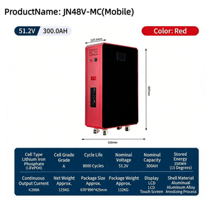 Batería de Litio LiFePO4 de 51.2V 300AH 15kWh para Almacenamiento de Energía Solar Fotovoltaica en el Hogar, Apilable, Híbrida, con Pantalla Táctil Móvil - Product Image 5