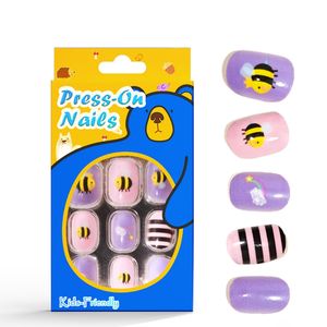 Vente en gros de pointes d'ongles courtes Honey Girl Faux ongles à presser mignons de couleurs roses pour enfants <span class=keywords><strong>pastel</strong></span> petite taille violet faux ongles - Product Image 6
