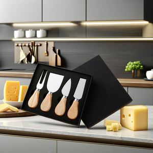 Couteaux à fromage en acier inoxydable pas chers, spatule à beurre avec manche en chêne, outils de cuisine pour fromage - Product Image 4